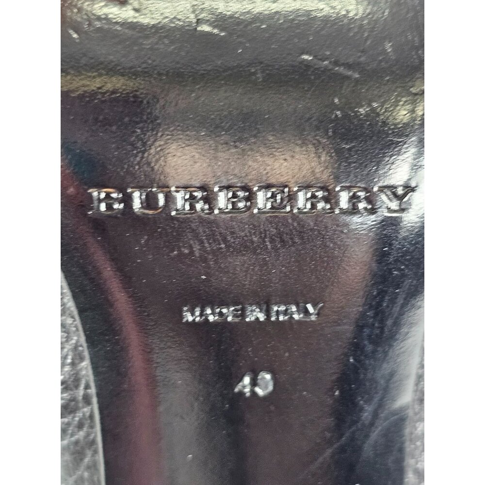 Burberry Women's Grained Black Leather Peep Toe Ankle Booties Size 9.5 (40) 141 - Picture 8 of 16